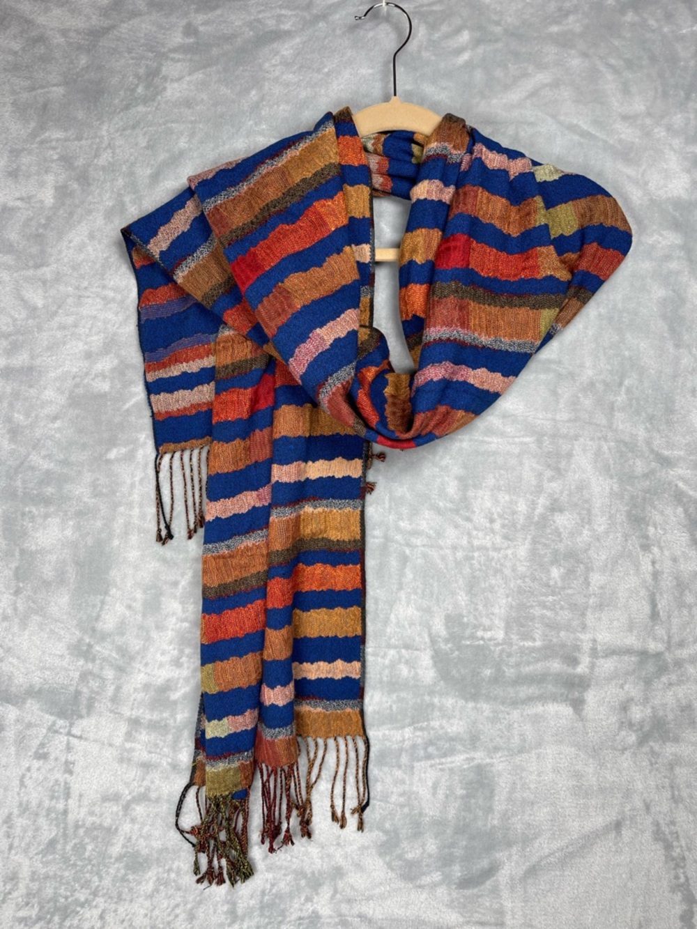 Raj Blue and Orange tones soft scarf